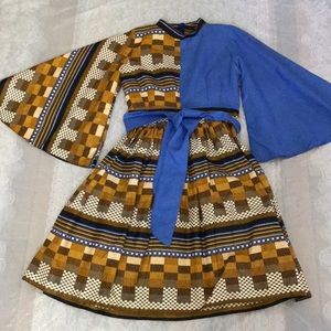African Print Bell Sleeve Dress